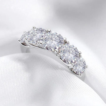 5 Stones 18KGP 3.6CT All Moissanite Sparkling Diamonds Rings for Women Engagement Wedding Sterling Silver Jewellery
